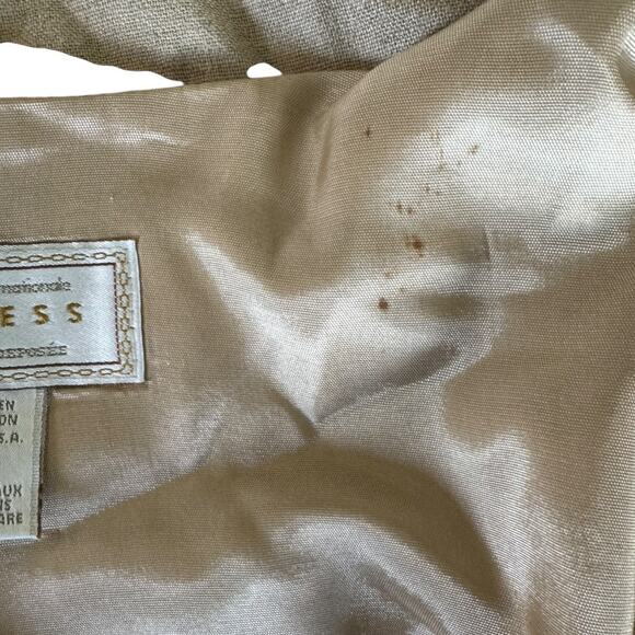 Vintage Express Embroidered Vest M Linen Blend Beige Diamond Floral USA - Picture 8 of 8